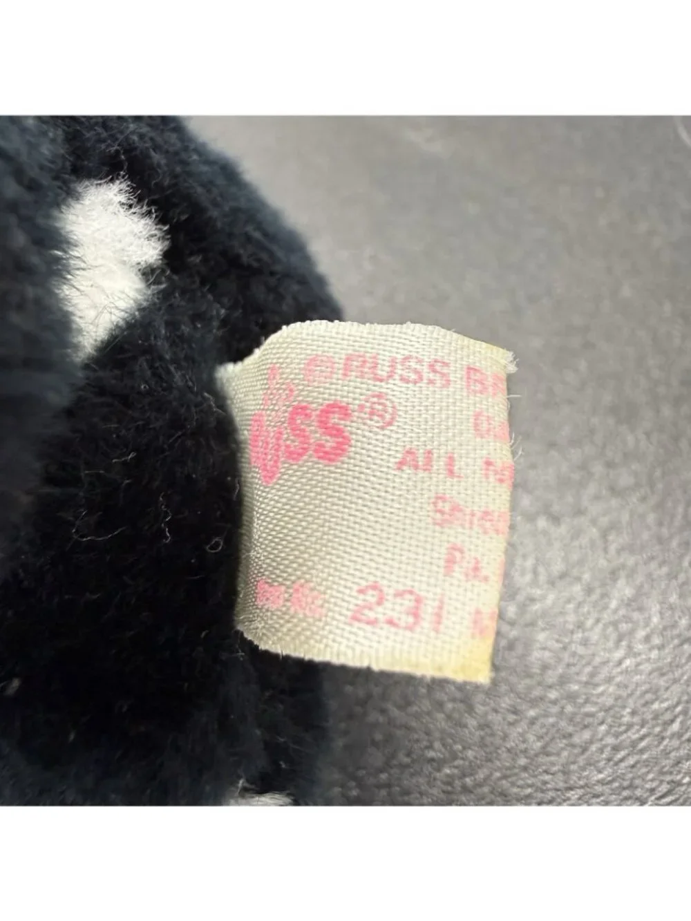 Russ Berrie Vintage Panda Bear Plush Black White Small 4.5” Korea 231